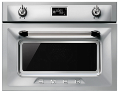 Компактный духовой шкаф с СВЧ Smeg SF4920MCX