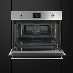 Компактный духовой шкаф с СВЧ Smeg SF4390MCX