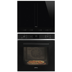 Комплект Smeg Selezione черный (SIM1644D, SF6400PZB)