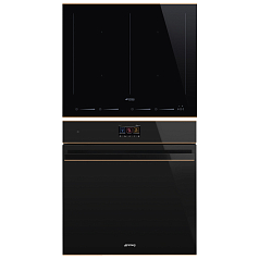 Комплект Smeg Dolce Stil Novo черный (SIM6644R + SO6604S4PNR)