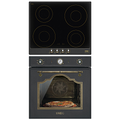 Комплект Smeg Cortina черный (SI764AOM, SFP750AOPZ)