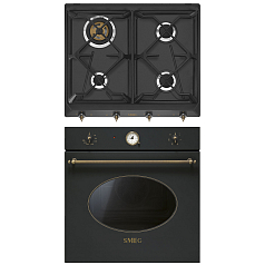 Комплект Smeg Coloniale черный (SRV864AOGH, SF800AO)